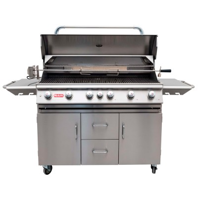 Bull Diablo methane barbecue with trolley, rotisserie and back burner