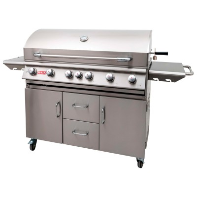 Bull Diablo methane barbecue with trolley, rotisserie and back burner