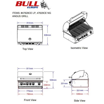 Bull Angus barbecue da incasso acciaio inox