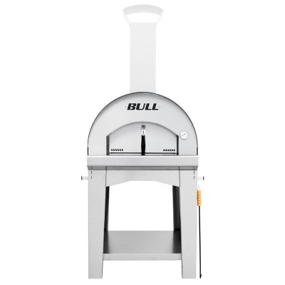 Horno de leña para pizza de gran tamaño Bull wood 66025 sobre carro de acero inoxidable de 80 cm