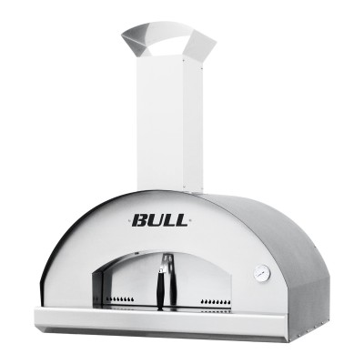 Horno de leña para pizza extra grande Bull 66042 con carro de acero inoxidable de 98 cm