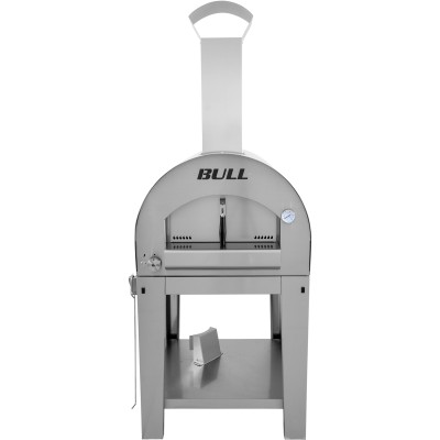 Duży piec gazowy do pizzy Bull 66125CE z wózkiem ze stali nierdzewnej 80 cm