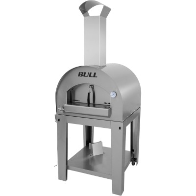 Duży piec gazowy do pizzy Bull 66125CE z wózkiem ze stali nierdzewnej 80 cm