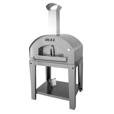 Four à pizza à gaz Bull 66142CE avec chariot extra large en acier inoxydable de 100 cm