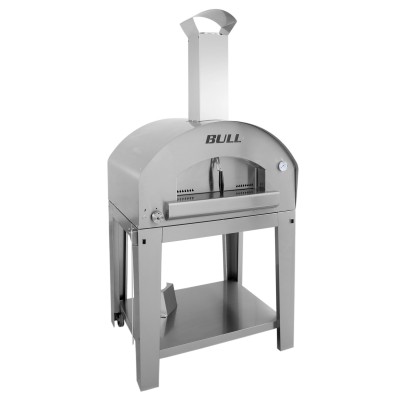 Four à pizza à gaz Bull 66142CE avec chariot extra large en acier inoxydable de 100 cm