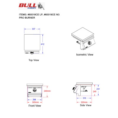 Bull 60018CE Pro Outdoor Einbau-LPG-Kochfeld 60 cm Edelstahl