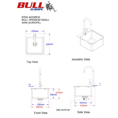 Bull 22389 Spüle + eingebauter Außenhahn 38 cm Edelstahl