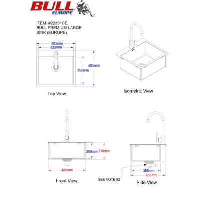 Fregadero Bull 22391 + grifo exterior empotrado acero inoxidable
