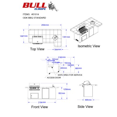 Bull 31014 ODK BBQ cucina da esterno 260 cm gres