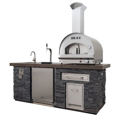 Cocina exterior Bull 31099 con horno de leña para pizza de gres de 243 cm