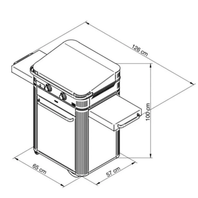 Eno Combo Enosign 65 cm plancha gazowa z wózkiem ze stali nierdzewnej 126 cm