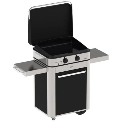 Eno Combo Enosign 65 cm plancha gazowa z wózkiem ze stali nierdzewnej 126 cm - czarny