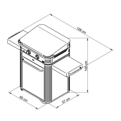 Plancha à gaz Eno Combo Enosign 65 cm avec chariot 126 cm bleu marine