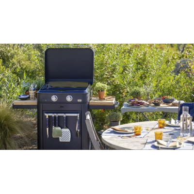 Plancha à gaz Eno Combo Enosign 65 cm avec chariot 126 cm bleu marine