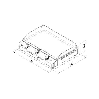 Plancha de gas de encimera Eno Fusion 75 de 75 cm en acero inoxidable
