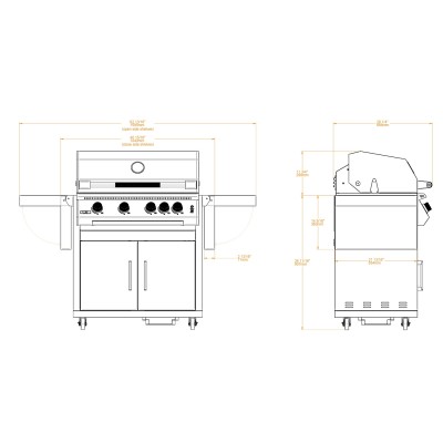 Brabura Fusion 400 rm barbecue con carrello 160 cm nero