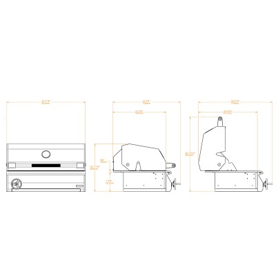 Barbacoa de carbón empotrable Brabura bcg0001 Ember 800 de 82 cm en acero inoxidable