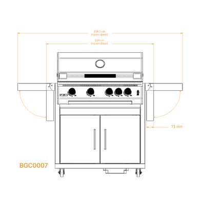 Barbacoa de carbón Brabura bcg0001 Ember 800 con carro de acero inoxidable de 160 cm