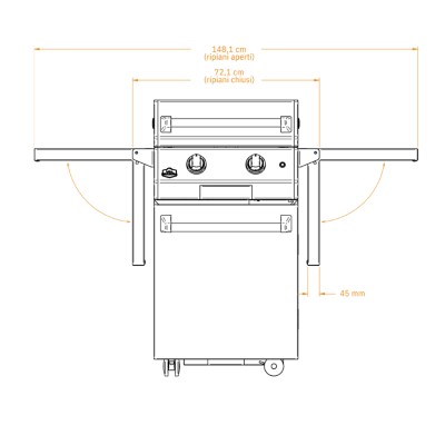 Brabura L class original 20 plate with trolley 150 cm stainless steel