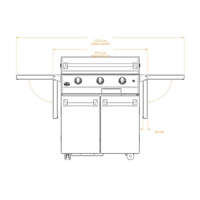 Brabura Class L Original 30 griddle with trolley 175 cm stainless steel