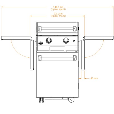 Brabura L class inox 20 plate with trolley 150 cm stainless steel