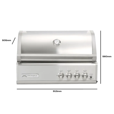 Barbecue à gaz encastrable Crossray tcs4fl 4 brûleurs 90 cm en acier inoxydable