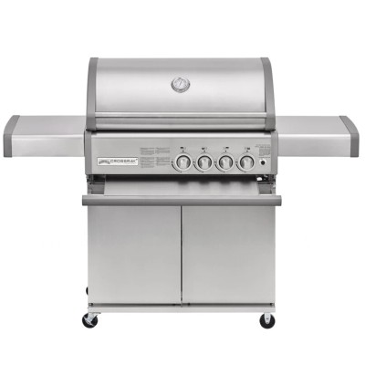 Barbacoa de gas Crossray tcs4pl de 4 quemadores con carro de 170 cm en acero inoxidable
