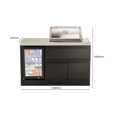 Minicocina exterior Crossray tc2k-mk con barbacoa y frigorífico 140 cm