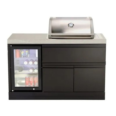 Minicocina exterior Crossray tc2k-mk con barbacoa y frigorífico 140 cm