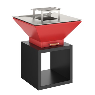 Oveneat Bbq Tower wolnostojący grill opalany drewnem 81 cm czerwony
