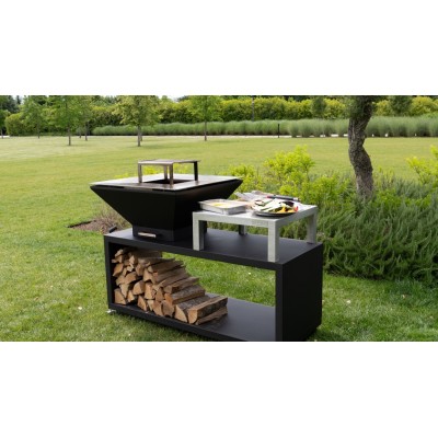 Grill Oveneat BBQ Combo z wolnostojącym uchwytem na drewno, 150 cm, antracyt