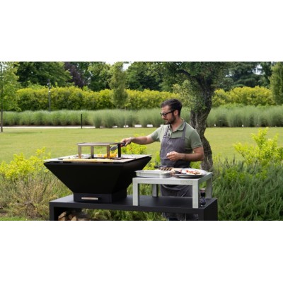 Grill Oveneat BBQ Combo z wolnostojącym uchwytem na drewno, 150 cm, antracyt
