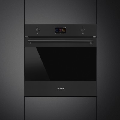 Horno combinado microondas y vapor empotrable Smeg so6303apn de 60 cm, color negro