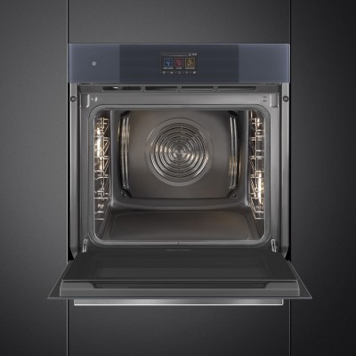 Horno pirolítico empotrable Smeg sop6104tpg de 60 cm, cristal gris