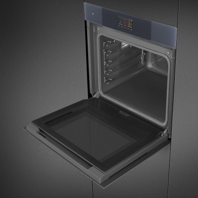 Horno pirolítico empotrable Smeg sop6104tpg de 60 cm, cristal gris