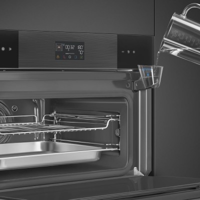 Horno de vapor combinado empotrable Smeg so4102s3b3 h 45 cm negro