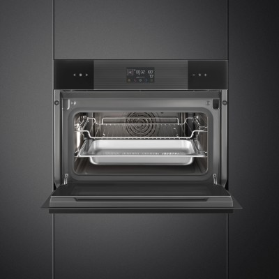Horno de vapor combinado empotrable Smeg so4102s3b3 h 45 cm negro
