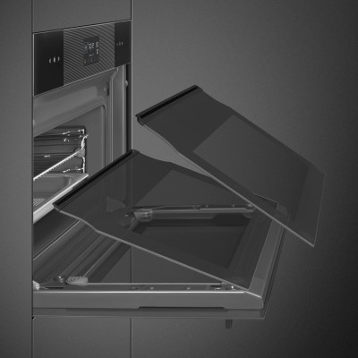 Horno de vapor combinado empotrable Smeg so4102s3b3 h 45 cm negro