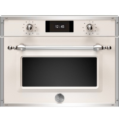 Bertazzoni f457hermwtax eingebauter kombinierter Mikrowellenherd 60 cm Elfenbein / Edelstahl