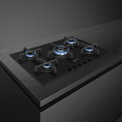 Plaque de cuisson à gaz Smeg PV275B 72 cm en verre noir