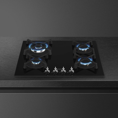 Placa de gas Smeg pv364n 60 cm cristal negro