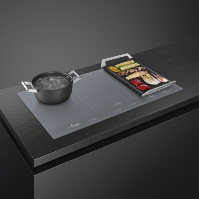 Placa de inducción Smeg sim1964ds de 90 cm, vitrocerámica gris