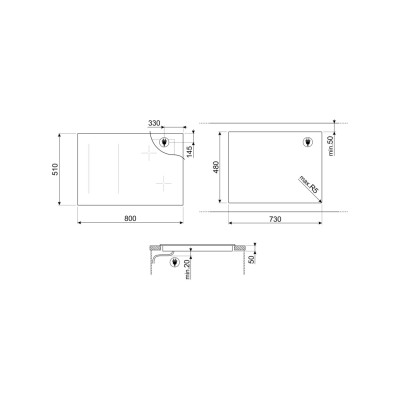 Smeg sim3844mb Induktionskochfeld 80 cm Glaskeramik schwarz