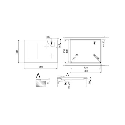 Smeg sim3844mb Induktionskochfeld 80 cm Glaskeramik schwarz