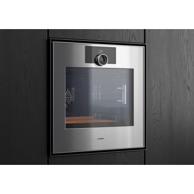 Horno pirolítico de empotrar Gaggenau GO470120 de 60 cm en acero inoxidable y cristal.