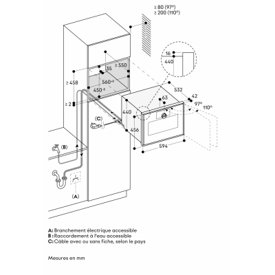 Horno de vapor combinado empotrable Gaggenau GS470120 h 45 cm acero inoxidable - cristal