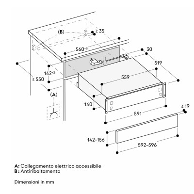 Tiroir chauffant encastrable Gaggenau GW051190 h 14 cm en acier inoxydable