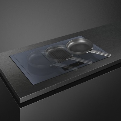 Plaque de cuisson à induction Smeg hobd182dg avec hotte aspirante 80 cm gris