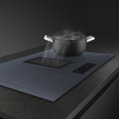 Plaque de cuisson à induction Smeg hobd182dg avec hotte aspirante 80 cm gris