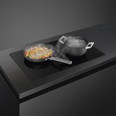 Placa de inducción Smeg hobd382mb2 con campana integrada de 83 cm, vitrocerámica negra